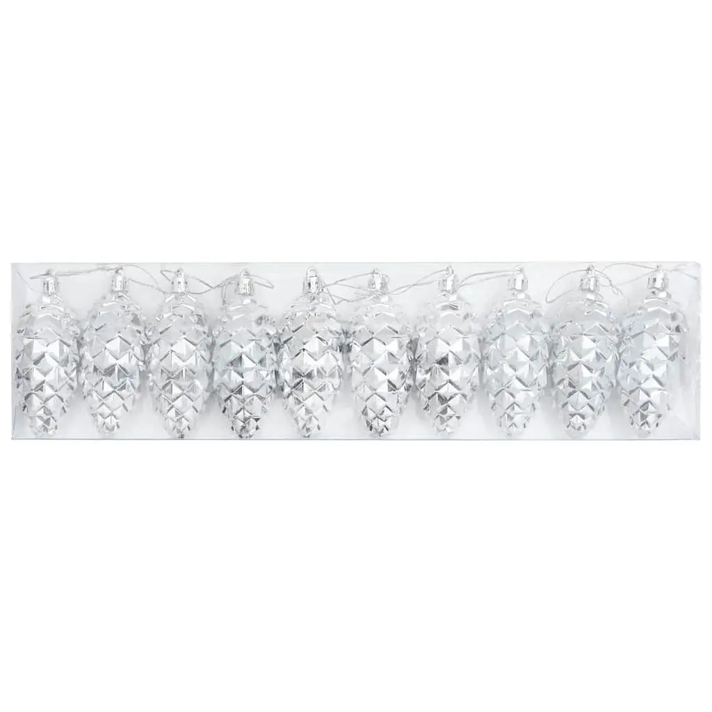 Silver Pine Cone Ball Ornaments 40 pcs