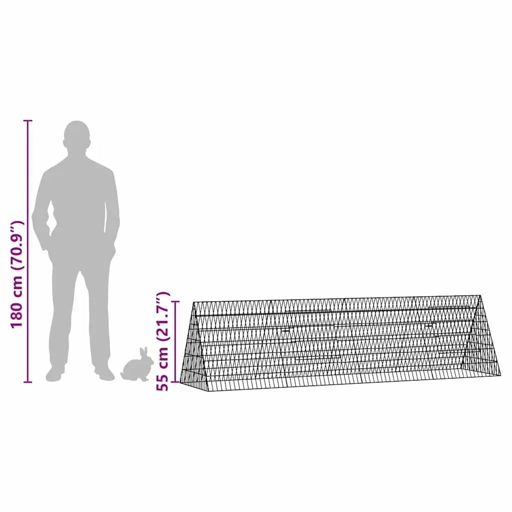 Rabbit Cage Galvanised Steel 215 x 55 x 55 cm Silver