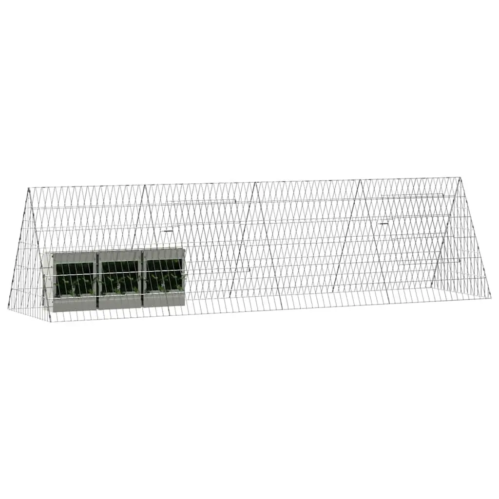 Rabbit Cage Galvanised Steel 215 x 55 x 55 cm Silver