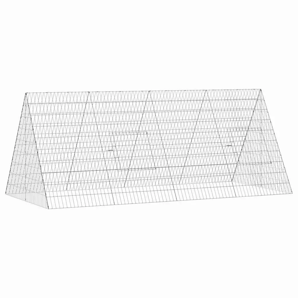 Rabbit Cage Galvanised Steel 215 x 100 x 85 cm Silver