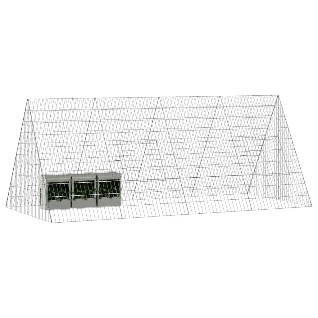 Rabbit Cage Galvanised Steel 215 x 100 x 85 cm Silver