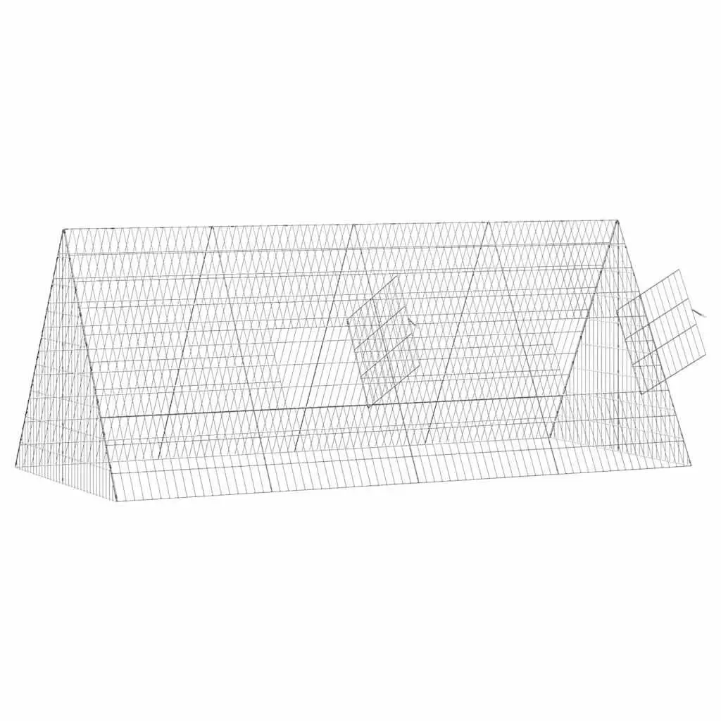 Rabbit Cage Galvanised Steel 215 x 100 x 85 cm Silver