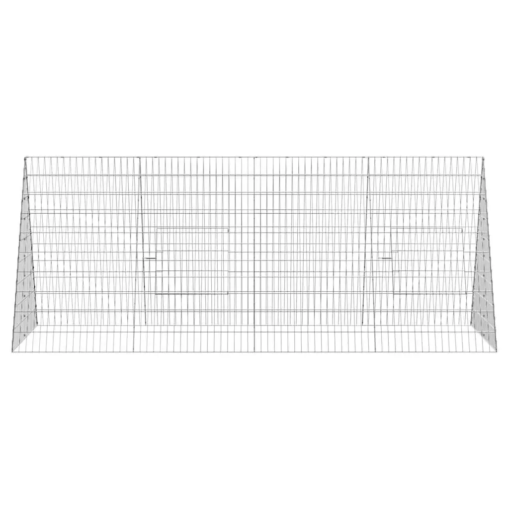 Rabbit Cage Galvanised Steel 215 x 100 x 85 cm Silver