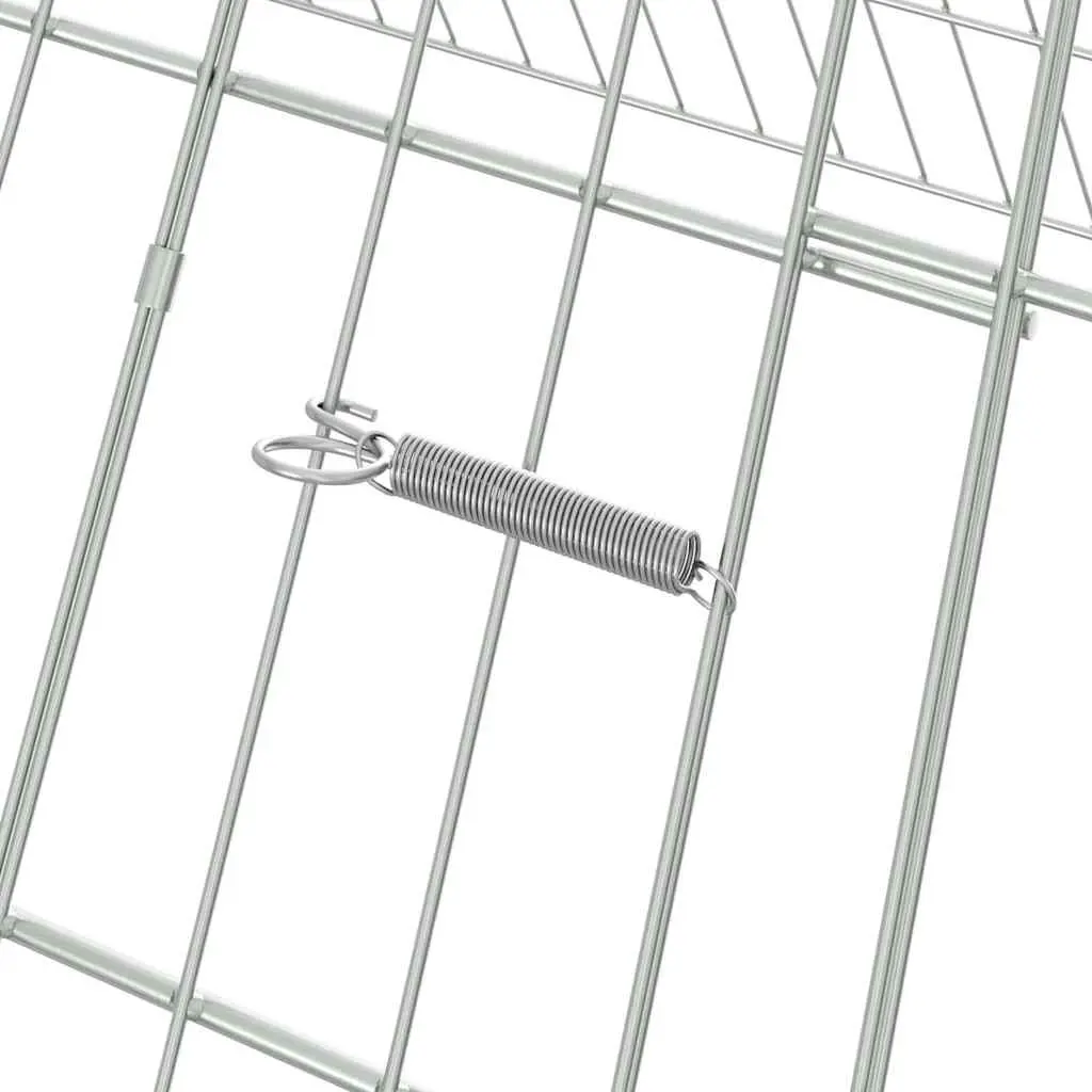 Rabbit Cage Galvanised Steel 215 x 100 x 85 cm Silver