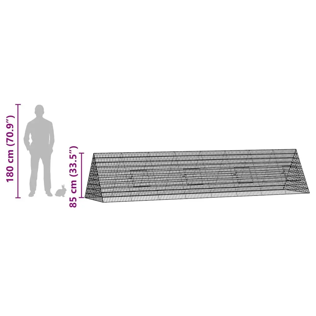 Rabbit Cage Galvanised Steel 430 x 100 x 85 cm Silver Outdoor Enclosure