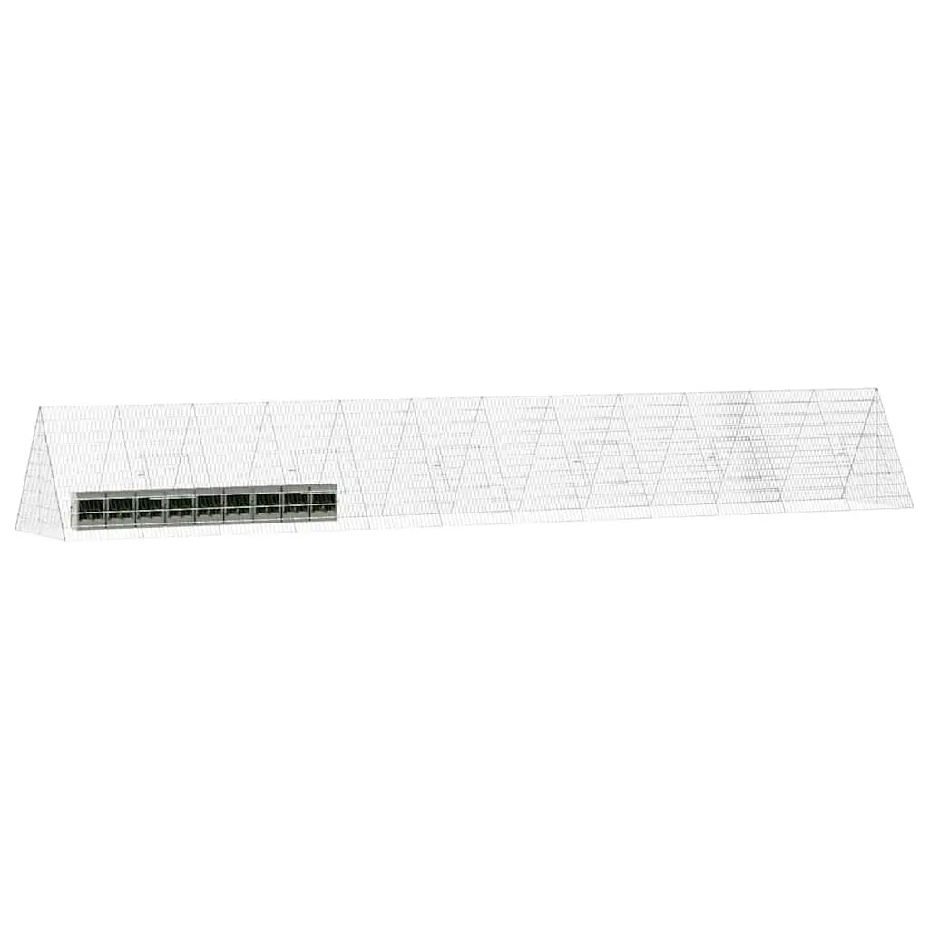 Rabbit Cage Galvanised Steel 650x100x85cm Silver Outdoor Enclosure