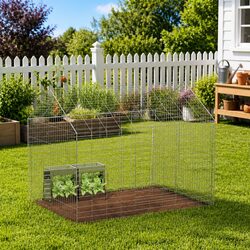 Rabbit Cage Outdoor Silver 100 x 78 x 78 cm Galvanised Steel Garden Habitat