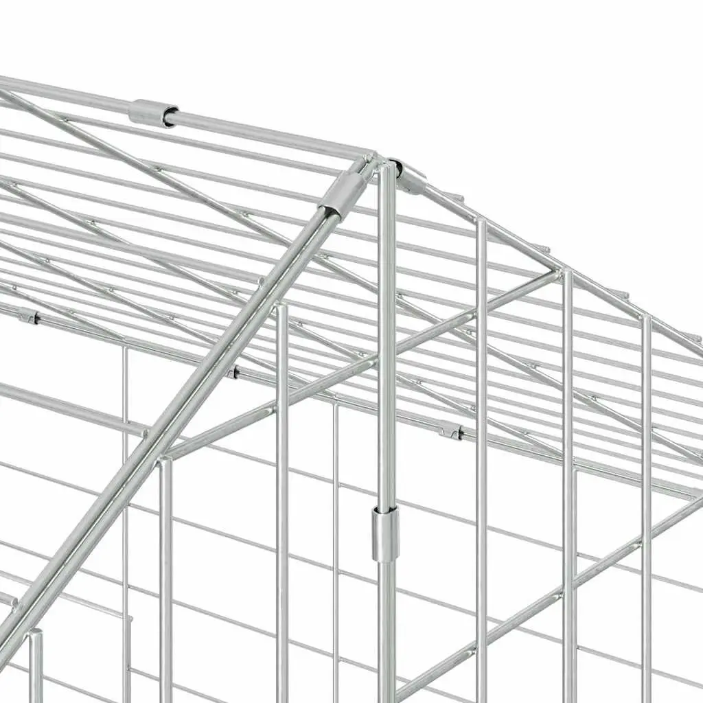 Rabbit Cage Galvanised Steel 200x78x78cm Silver Outdoor Pet Habitat