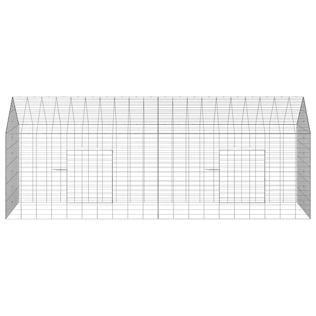 Rabbit Cage Galvanised Steel 200x78x78cm Silver Outdoor Pet Habitat