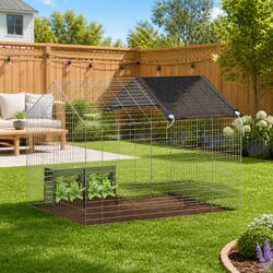 Sturdy Outdoor Rabbit Cage in Silver Galvanised Steel 100 x 78 x 78 cm