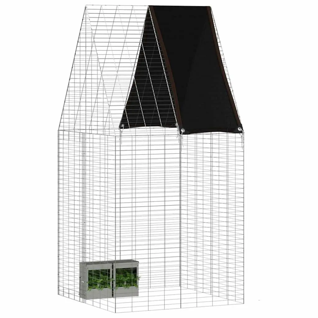 Small Animal Cage Galvanised Steel 100x100x210cm Silver