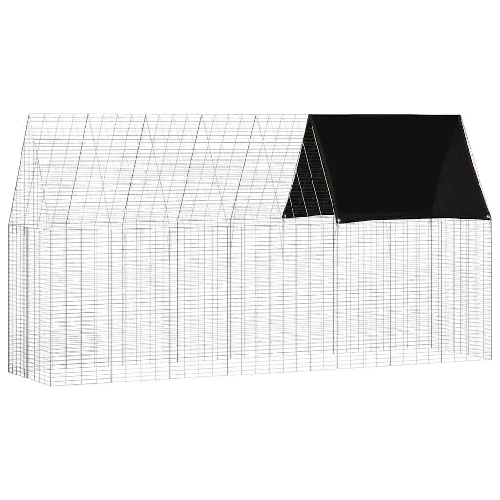 Rabbit Cage Galvanised Steel 400 x 100 x 210 cm Silver