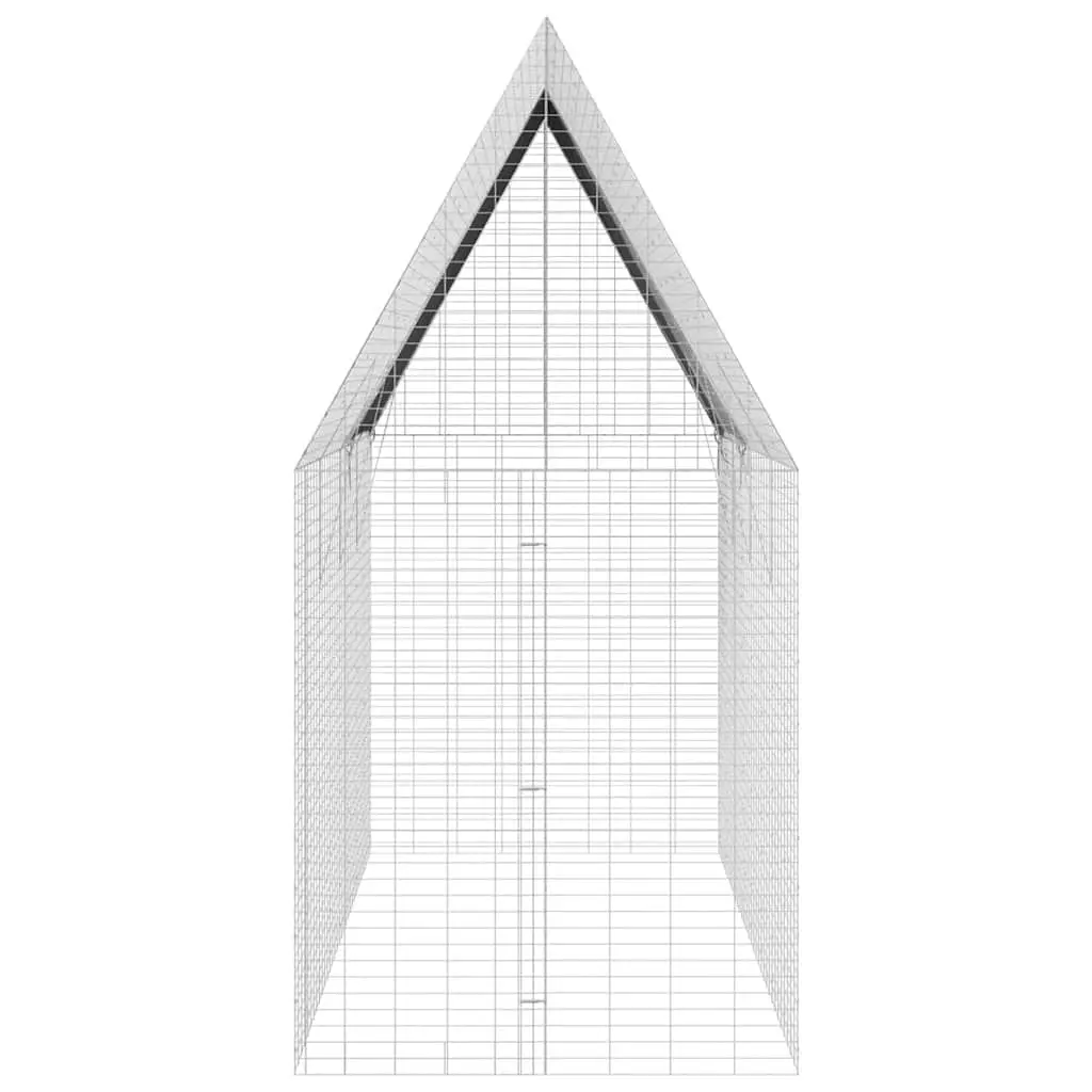 Rabbit Cage Galvanised Steel 400 x 100 x 210 cm Silver