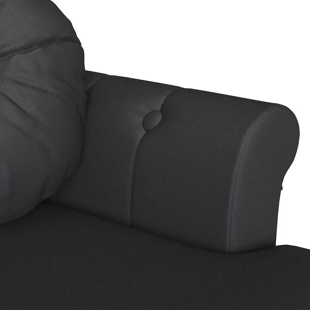 Chesterfield Bench Faux Leather 120.5cm Black Button Tufted Seat