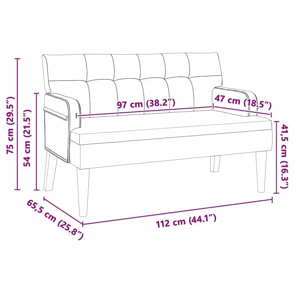 Chesterfield Bench Velvet Black 112x65.5x75 cm