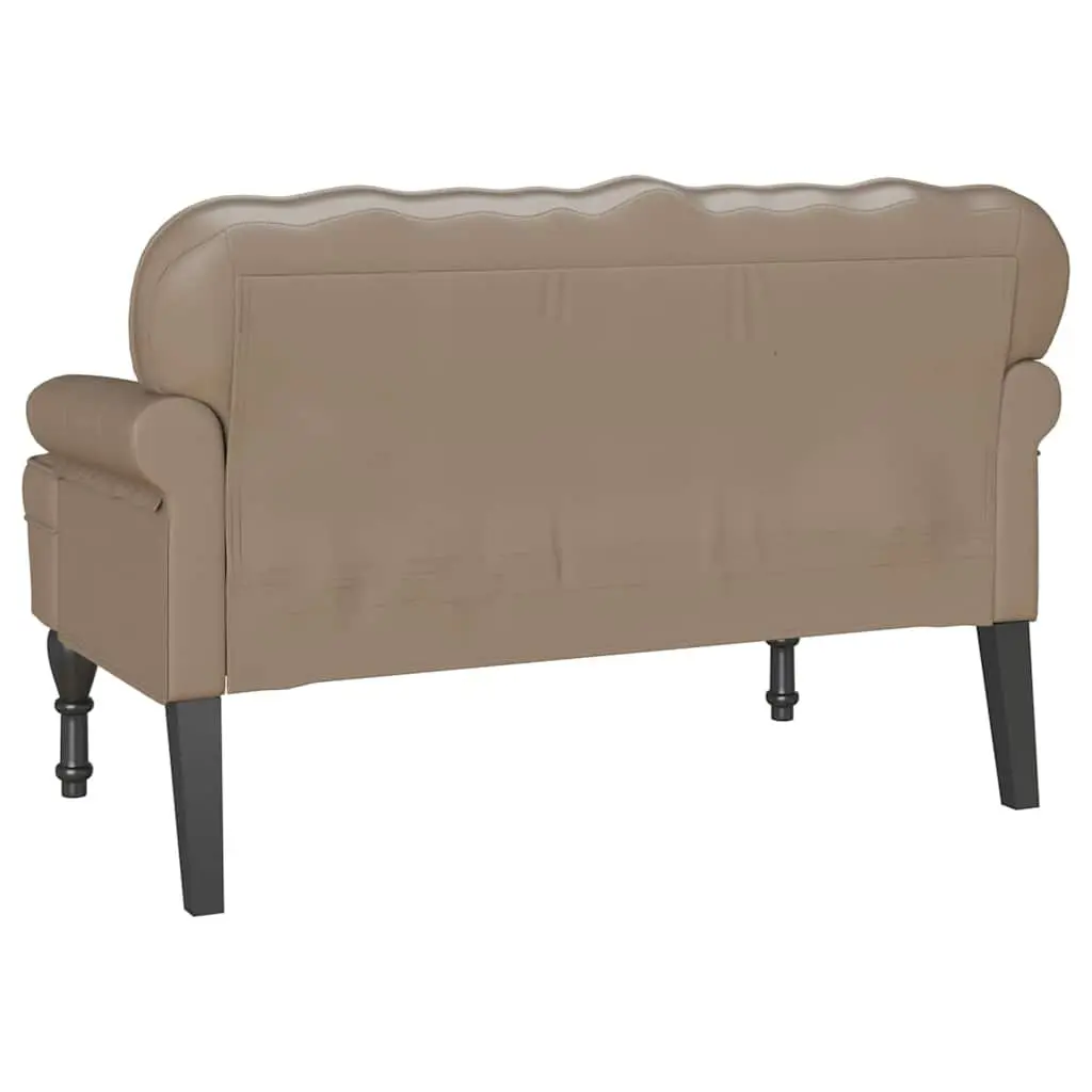 Chesterfield Bench Faux Leather Brown 1195 x 645 x 750 mm Button Tufted Rolled Armrests Seating