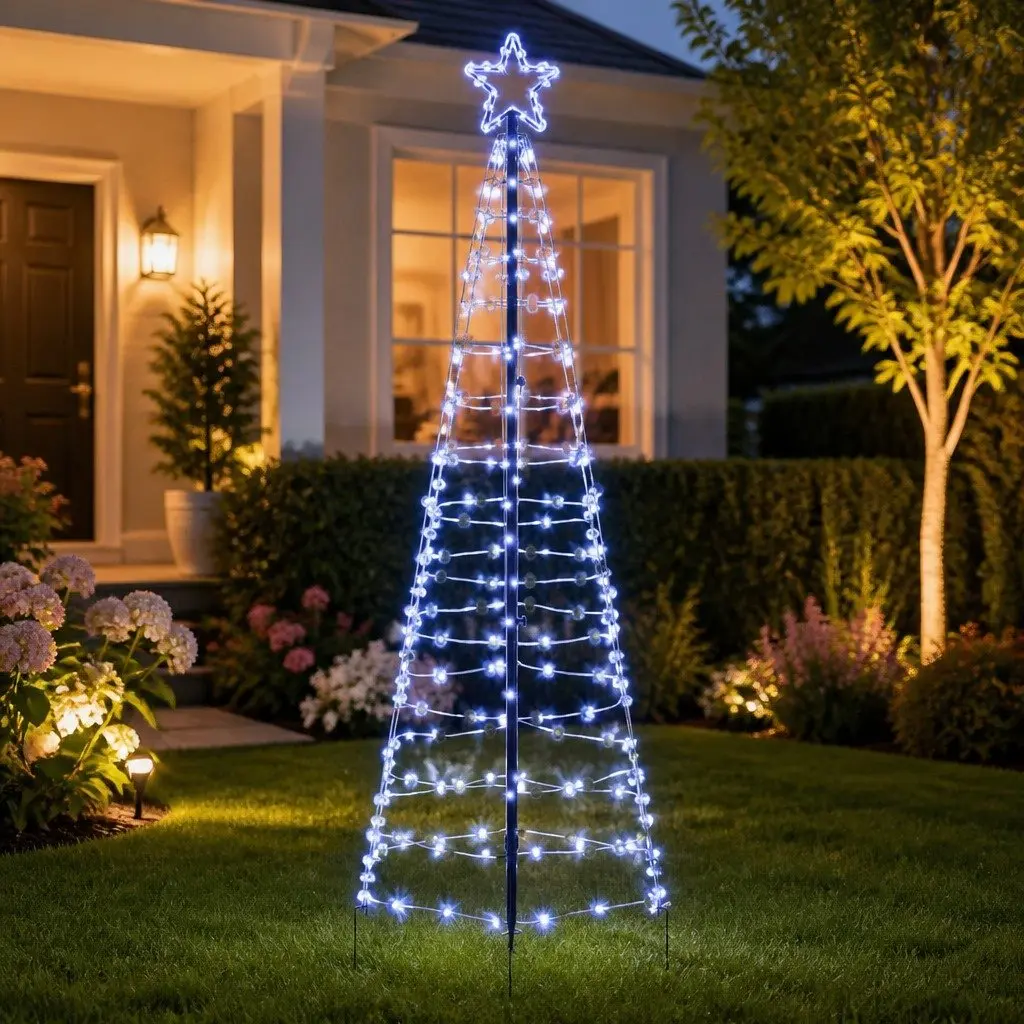 250cm Blue LED Christmas Tree with Ground Spikes