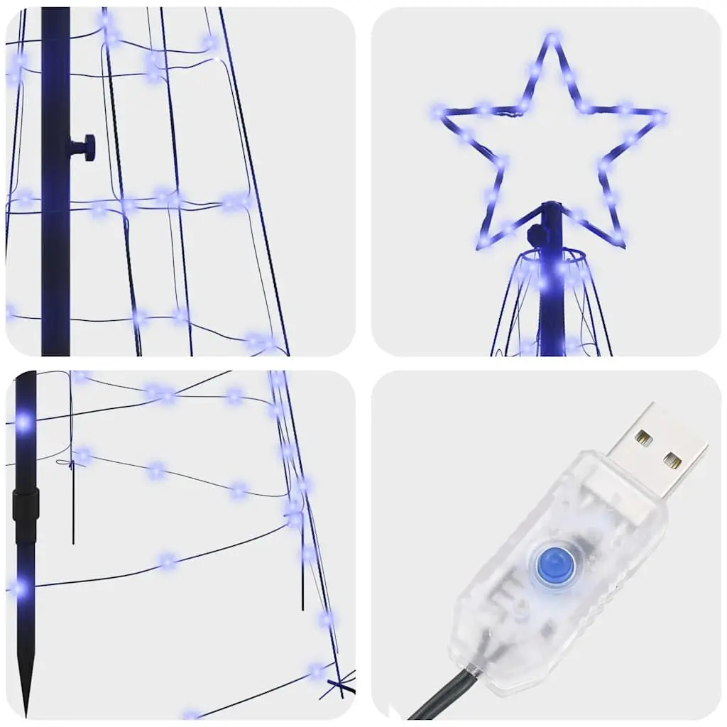 250cm Blue LED Christmas Tree with Ground Spikes
