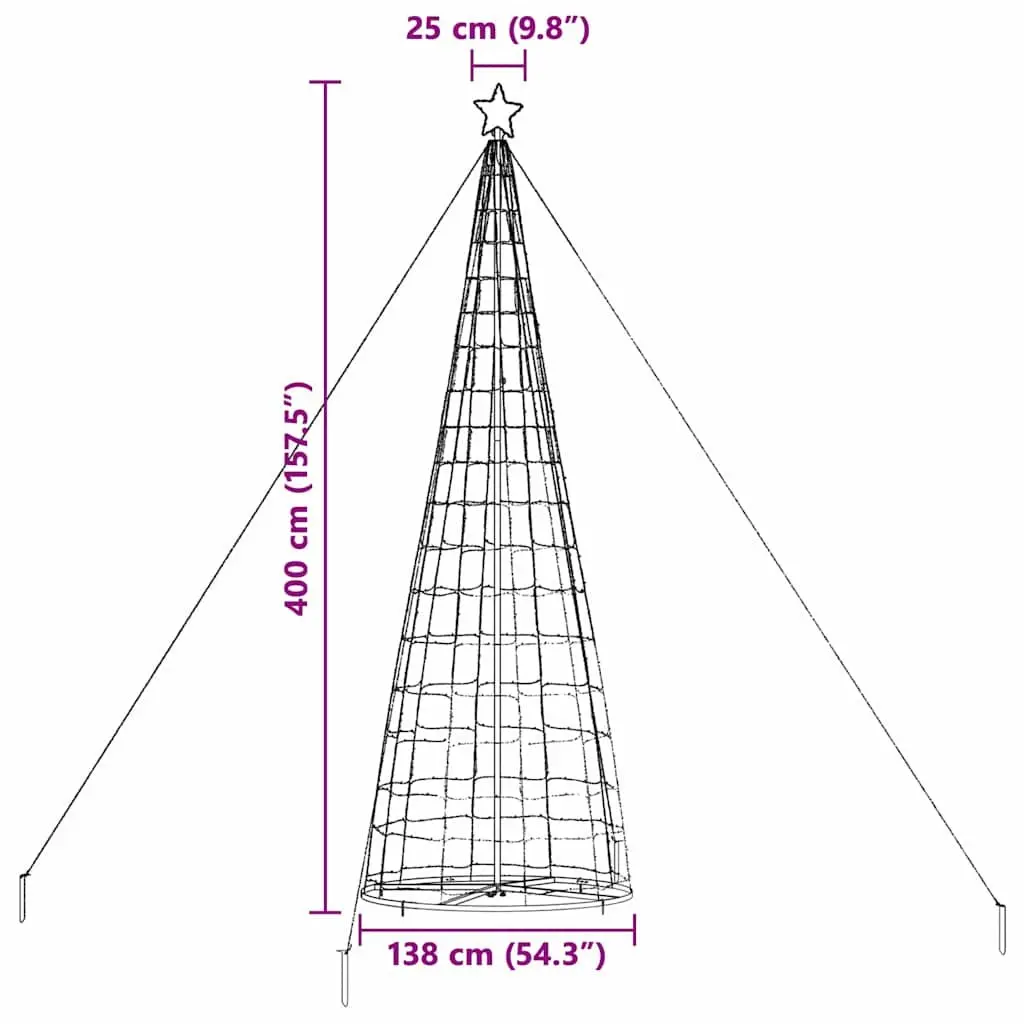 LED Christmas Tree with 8 Flash Modes in Warm White