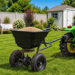 Spreader 53 x 108 x 74 cm Black Lawn Seed Fertiliser Garden Tool Outdoor