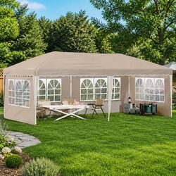 Cream Pop-up Party Tent with Adjustable Height 575x289x245cm