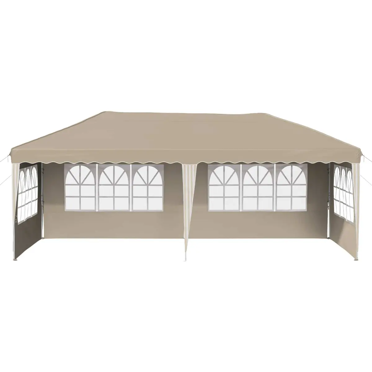 Pop-up Party Tent Steel 575x289x245cm Cream Outdoor Canopy Gazebo Height Adjustable