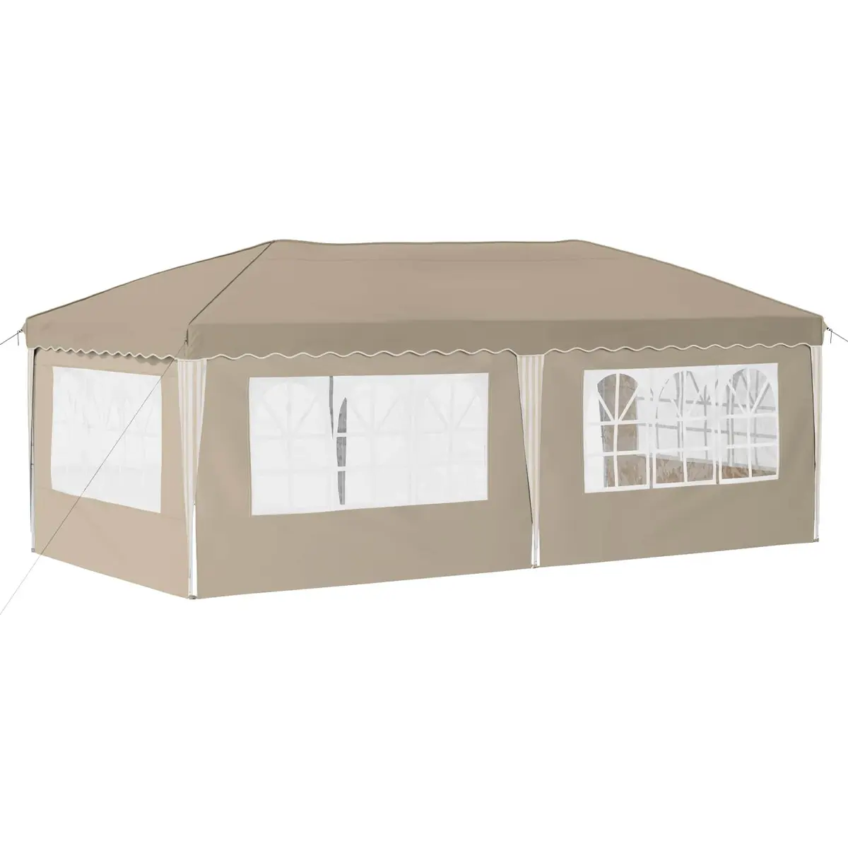 Pop-up Party Tent Steel 575x289x245cm Cream Outdoor Canopy Gazebo Height Adjustable