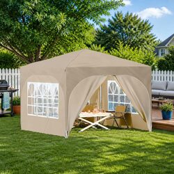 Pop-up Party Tent 290x290cm Outdoor Gazebo Canopy Cream Adjustable Height