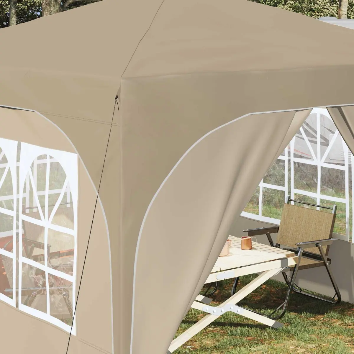 Pop-up Party Tent 210D Oxford Cream 290x290cm Steel