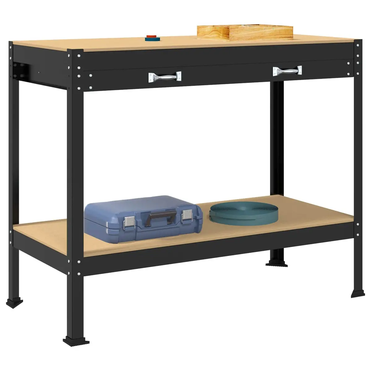 Workbench Engineered Wood Metal Frame 114 x 54 x 91 cm Black