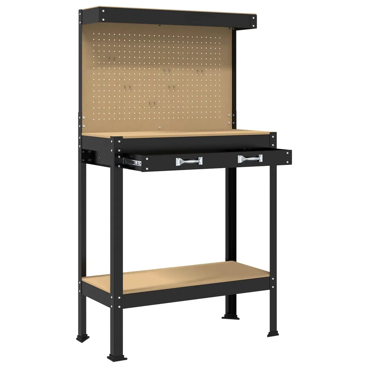 Workbench Engineered Wood Metal Frame Black 81 x 41 x 145 cm