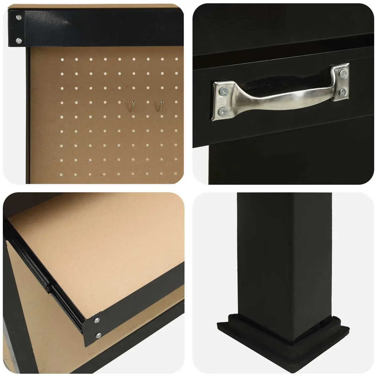 Workbench Engineered Wood Metal Frame Black 81 x 41 x 145 cm
