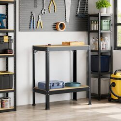 Workbench Black 81 x 41 x 91 cm Engineered Wood Metal Pegboard Drawer Storage