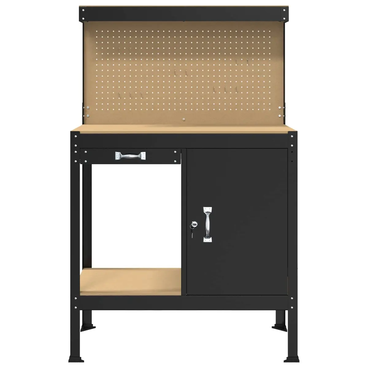 Workbench Engineered Wood Metal 90 x 49 x 141 cm Black