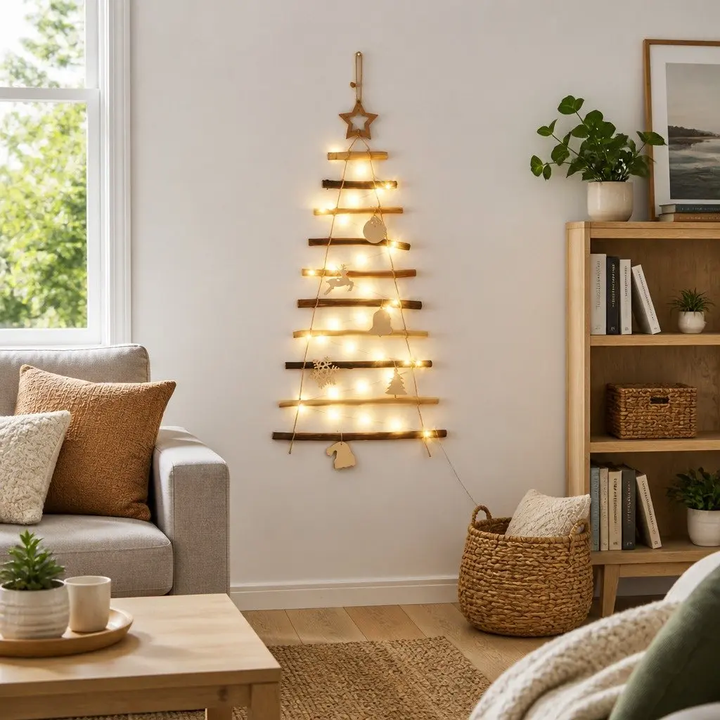 90 cm Hanging Christmas Tree with Warm LED Lights