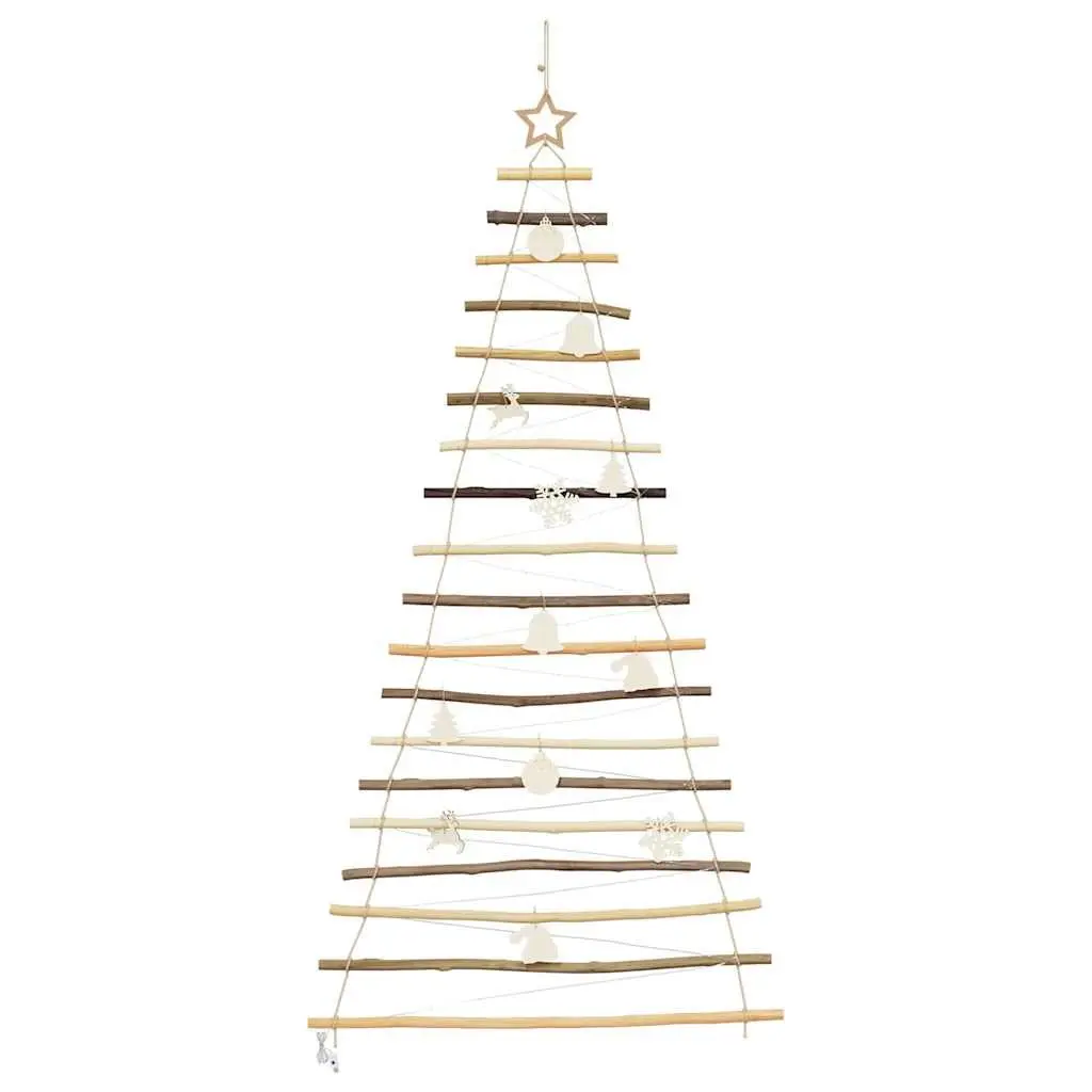 Hanging Christmas Tree Solid Ash Wood 180cm Brown 100 Warm LED Lights USB Powered Indoor