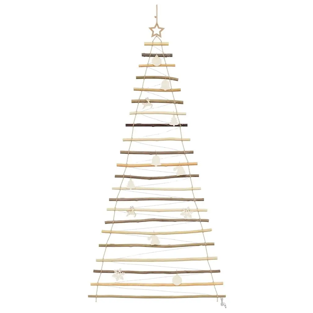 Hanging Christmas Tree Solid Ash Wood 210cm Brown with 130 LED Lights