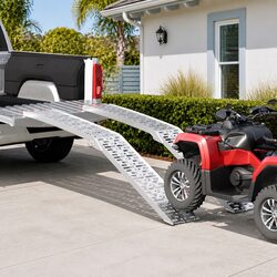 Foldable Motorcycle Ramp 340 kg Capacity Aluminium Loading Pair Silver