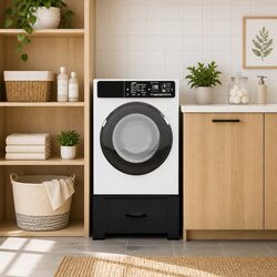Durable Steel Black Washing Machine Pedestal Riser 64x55x32.5cm