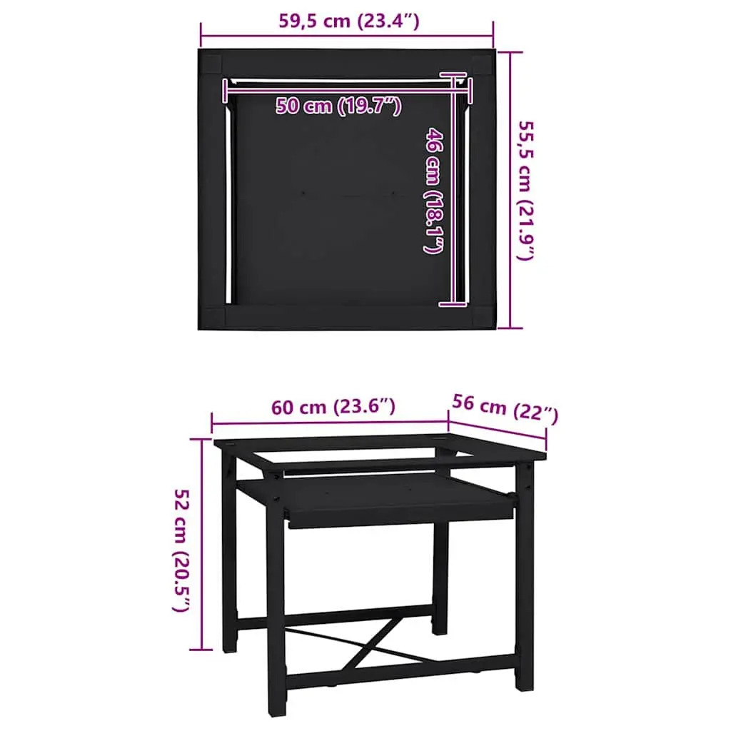 Washing Machine Pedestal Steel 60 x 56 x 52 cm Black