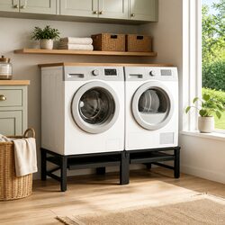 Washing Machine Pedestal 2 pcs Black Laundry Room Bathroom Appliance Riser