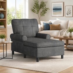 Stylish Black Chaise Lounge with Comfortable Cushion