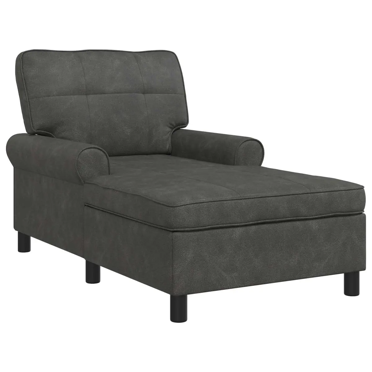 Chaise Lounge Chair with Cushion Black Modern Relaxing Furniture Seat