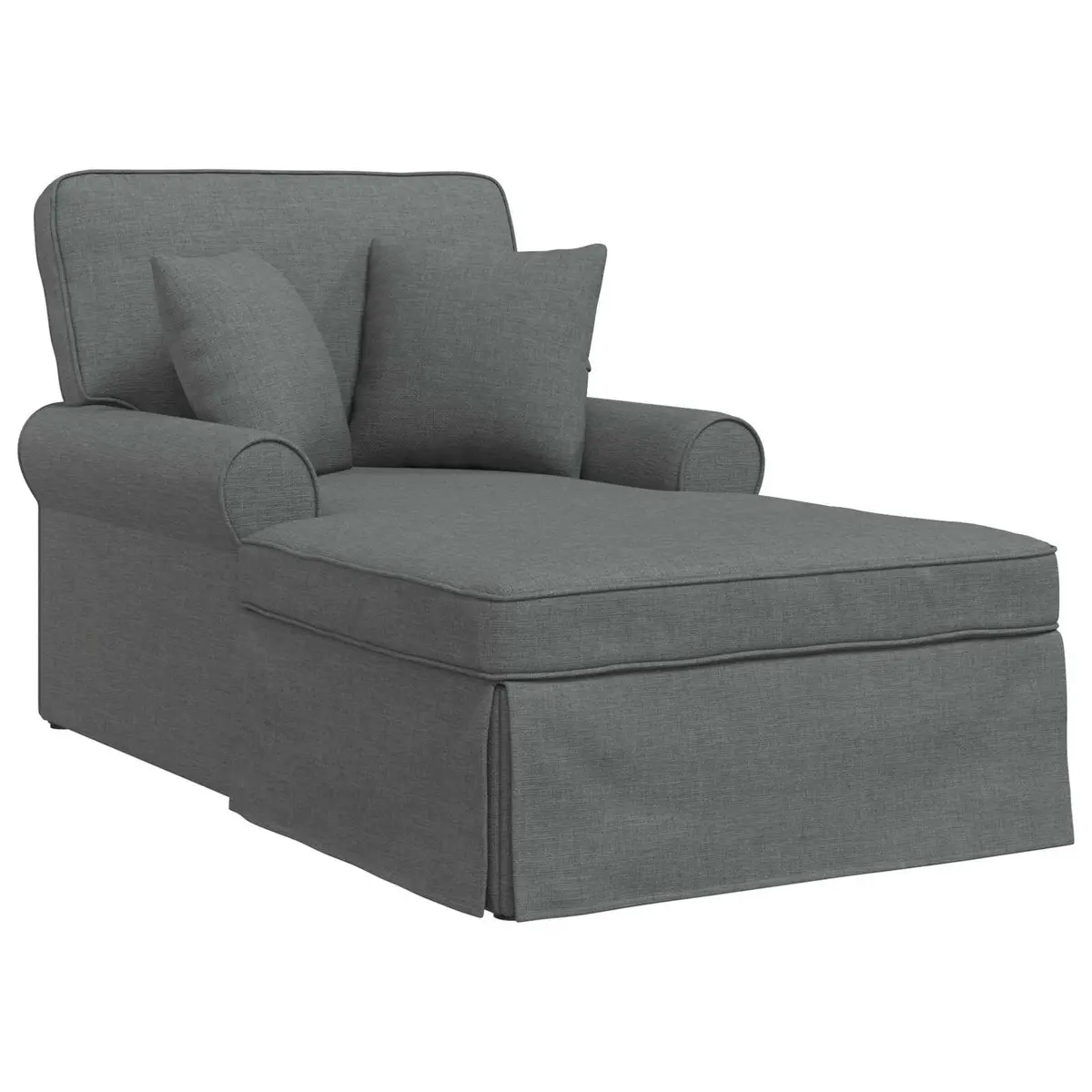 Grey Fabric Chaise Lounge with Skirt