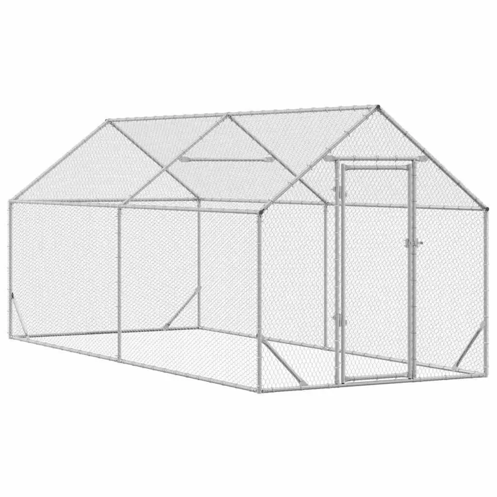 Chicken Cage 400x170x177cm Silver Galvanised Steel Backyard Poultry Habitat