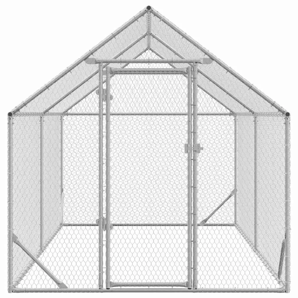 Chicken Cage 400x170x177cm Silver Galvanised Steel Backyard Poultry Habitat