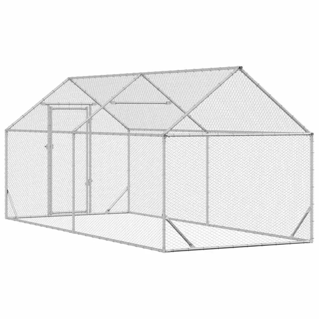 Chicken Cage 400x170x177cm Silver Galvanised Steel Backyard Poultry Habitat