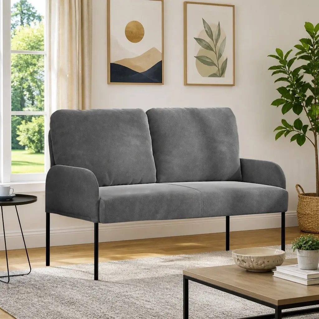 Grey Sofa 110cm with Bullnose Cushions