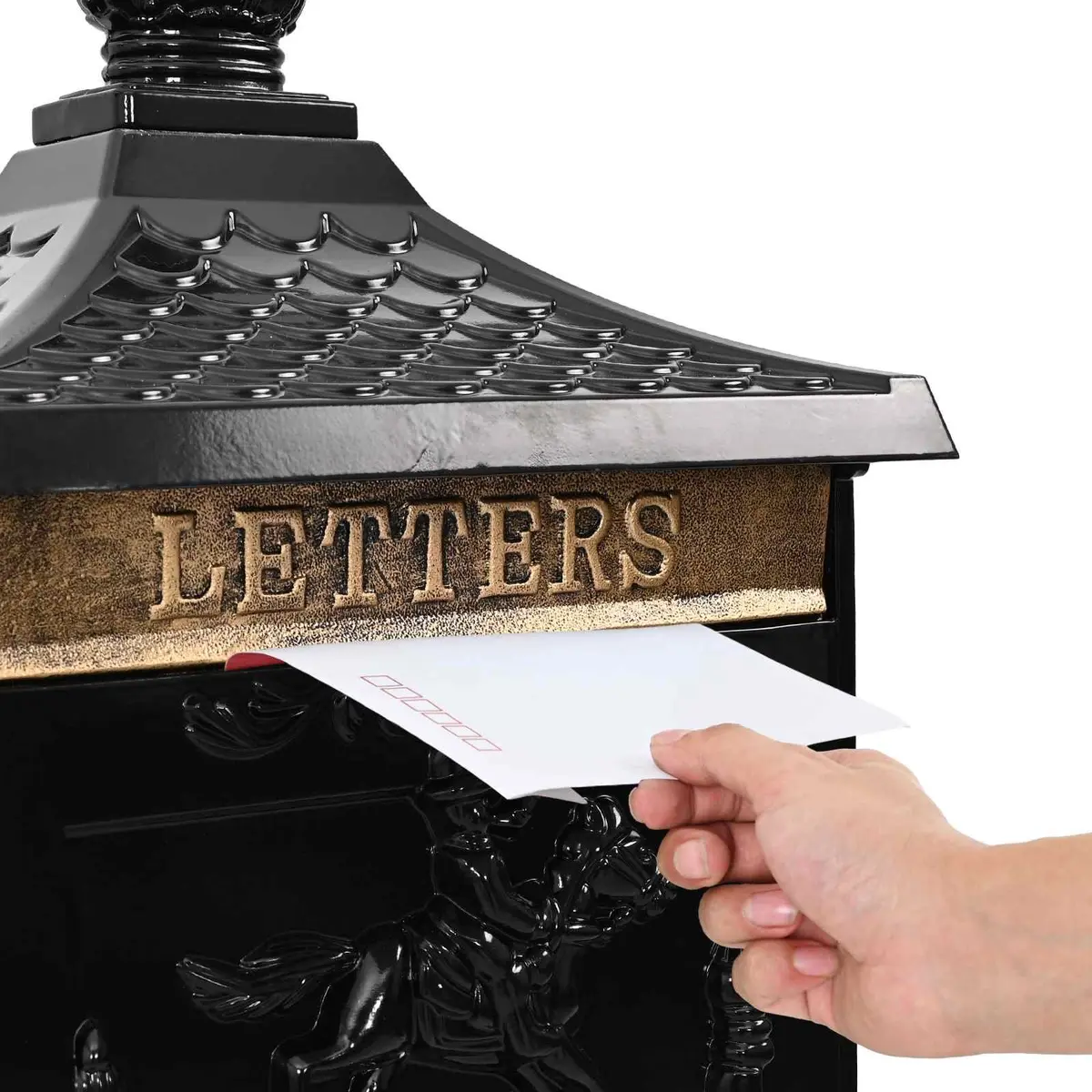 Black Vintage Standing Mailbox for Outdoor Use