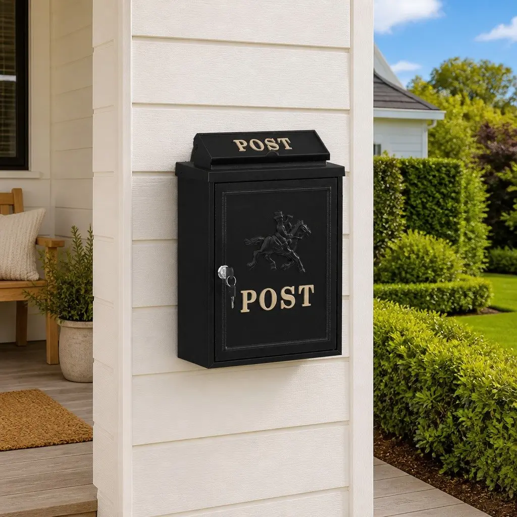 Black Cast Aluminum Wall Mounted Mailbox